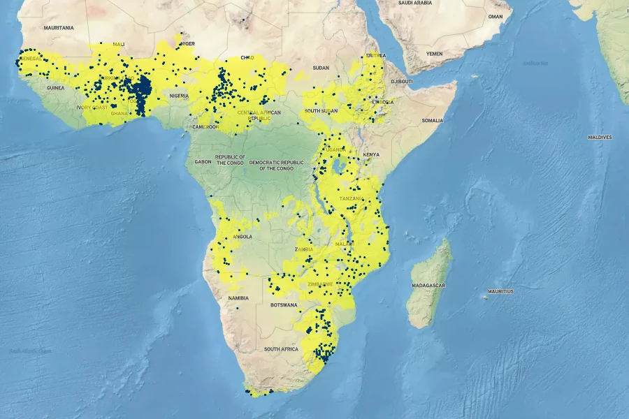 Vachellia sieberiana Native Range
