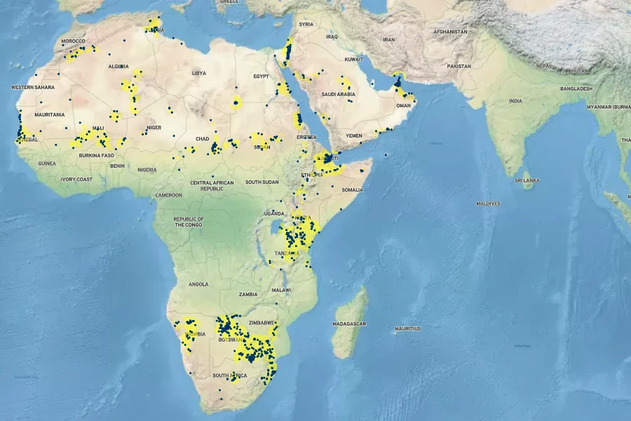 Vachellia tortilis Native Range