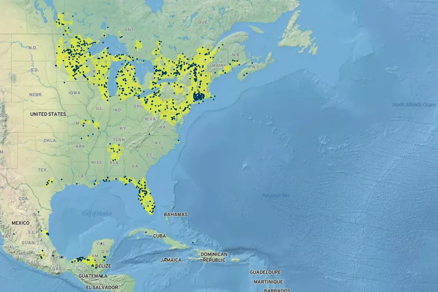 Vallisneria americana Native Range