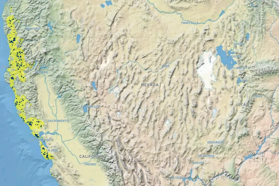 Vancouveria planipetala Native Range