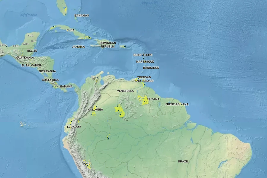 Vanilla mexicana Native Range