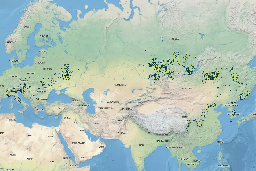 Veratrum nigrum Native Range