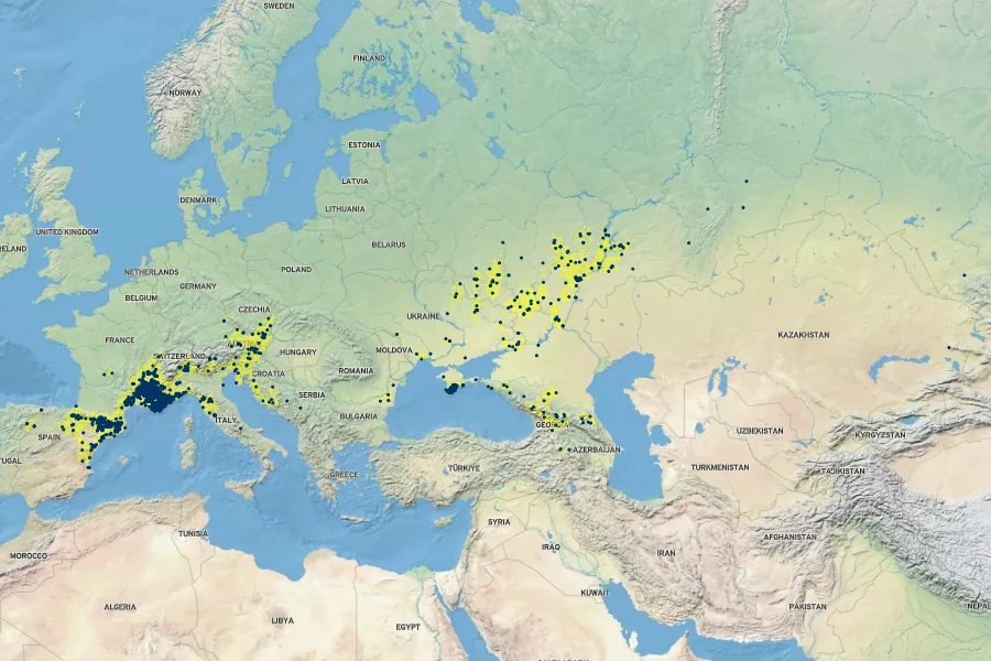 Verbascum chaixii Native Range