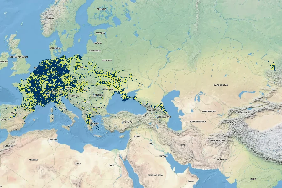 Verbascum phlomoides Native Range