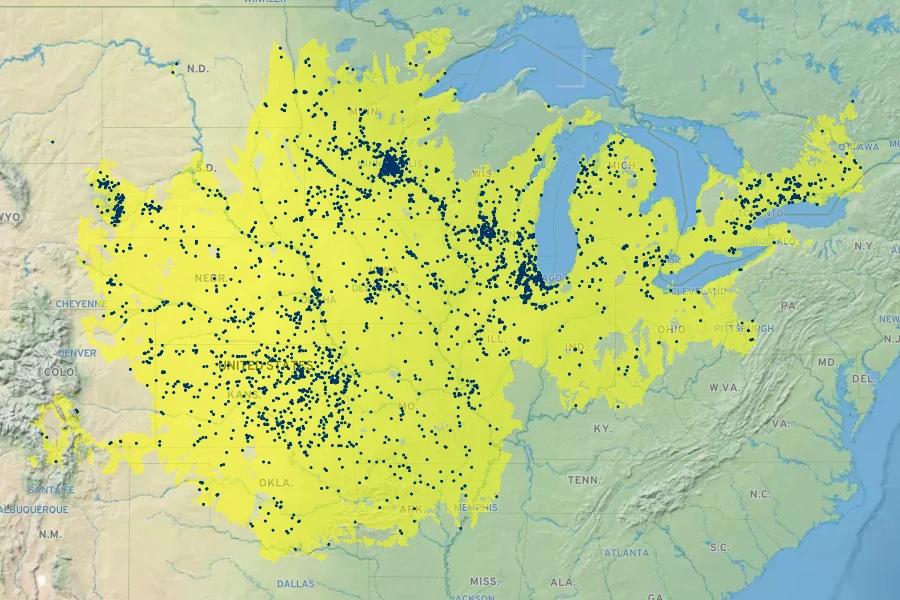 Verbena stricta Native Range