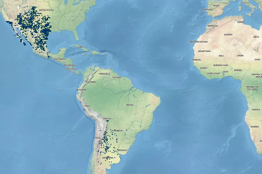 Verbesina encelioides Native Range