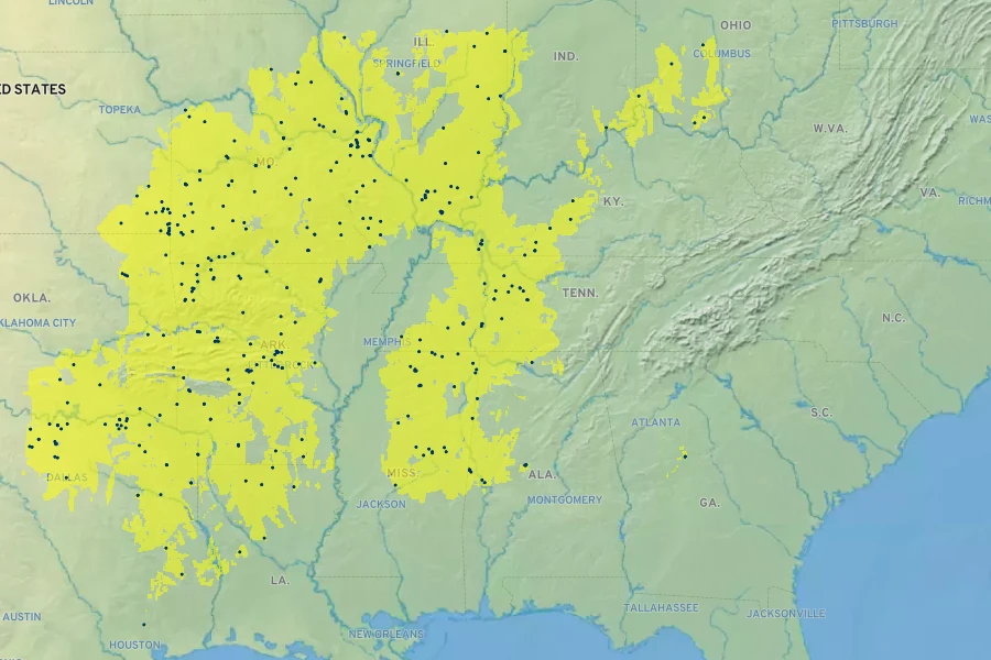 Verbesina helianthoides Native Range