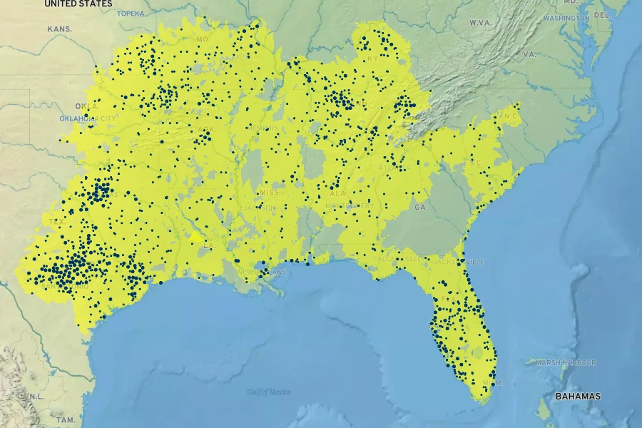 Verbesina virginica Native Range