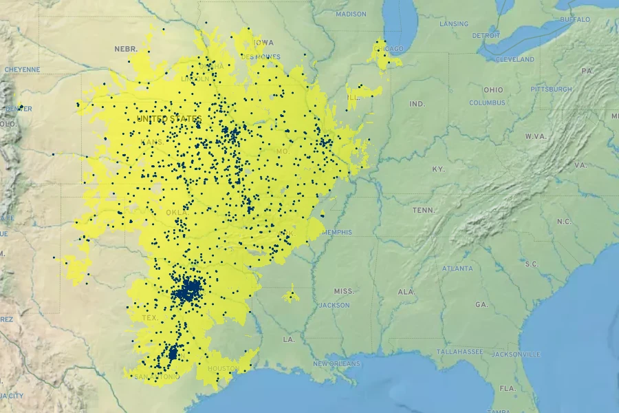Vernonia baldwinii Native Range