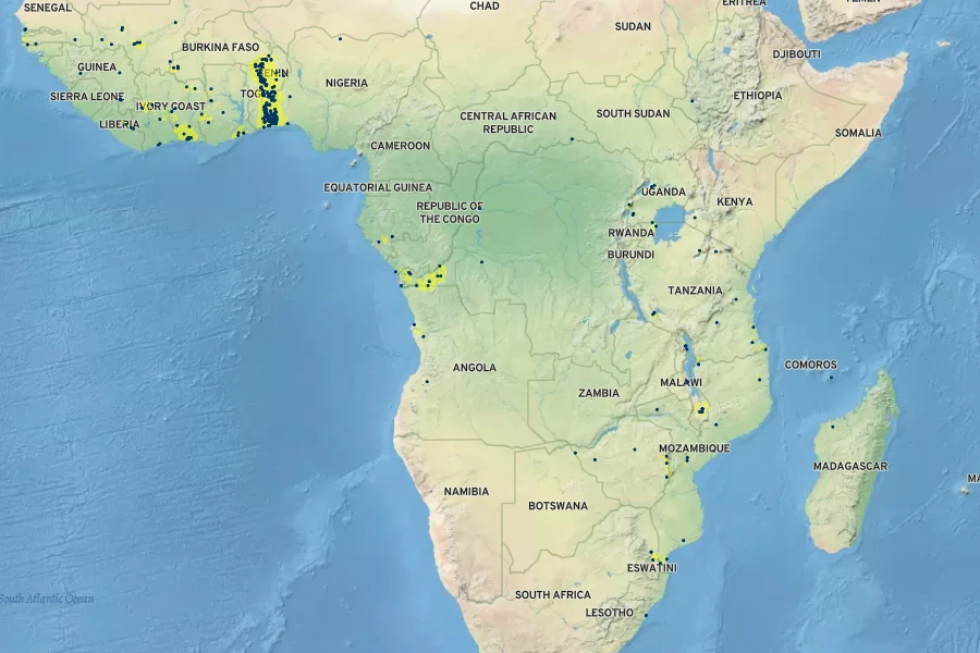 Vernonia colorata Native Range