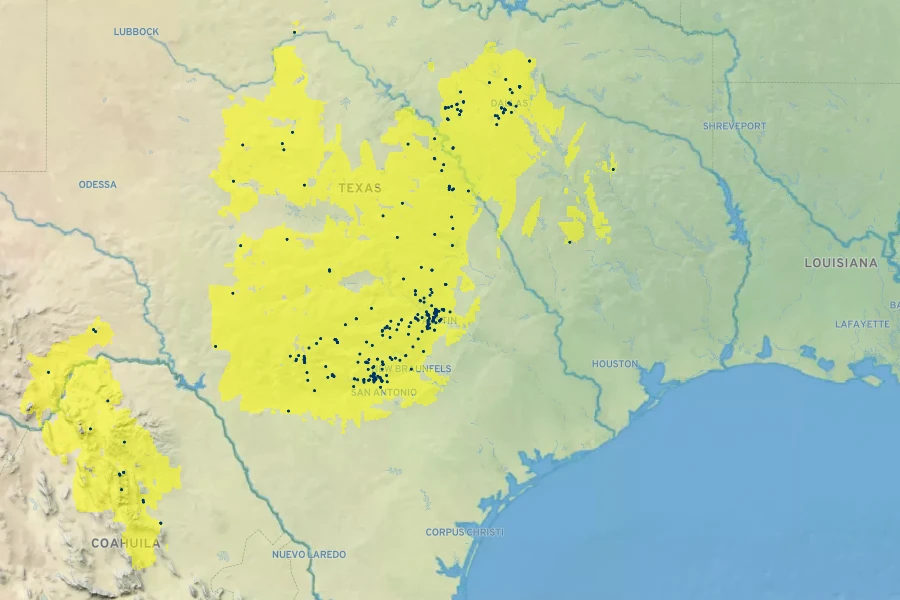 Vernonia lindheimeri Native Range