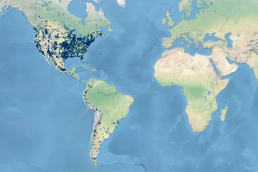 Veronica peregrina Native Range