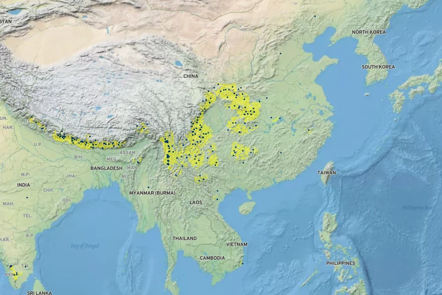Viburnum erubescens Native Range