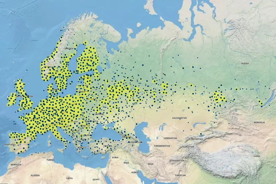 Viburnum opulus Native Range