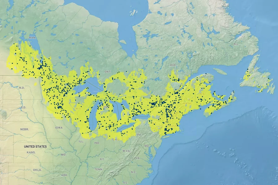 Viburnum trilobum Native Range