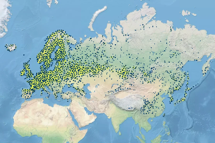 Vicia cracca Native Range