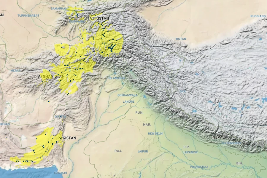 Vicia faba Native Range