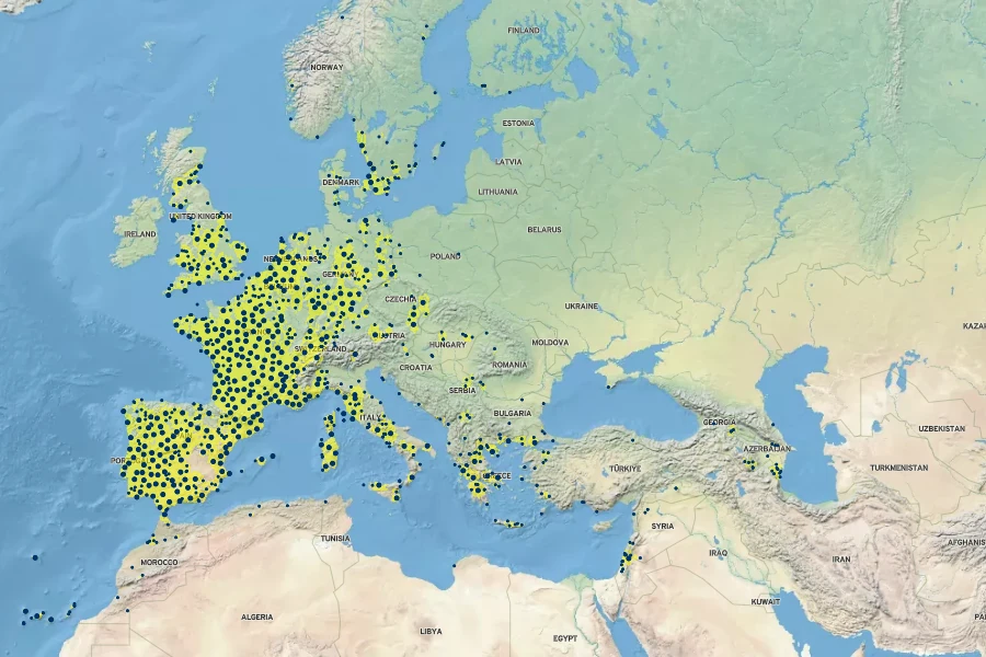 Vicia lutea Native Range
