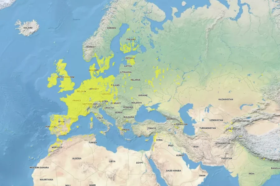Vicia sativa subsp. nigra Native Range