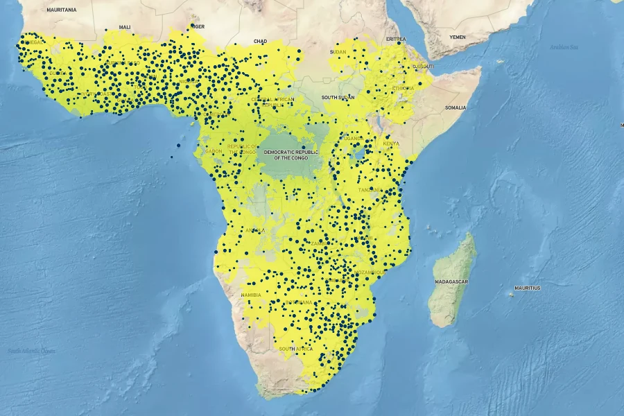 Vigna unguiculata Native Range