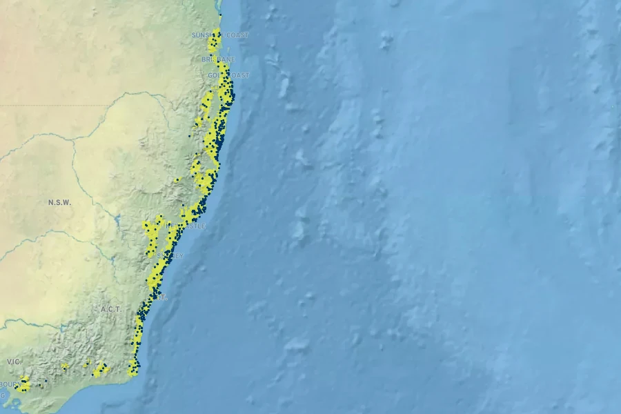 Viola banksii Native Range