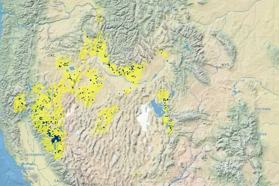Viola beckwithii Native Range