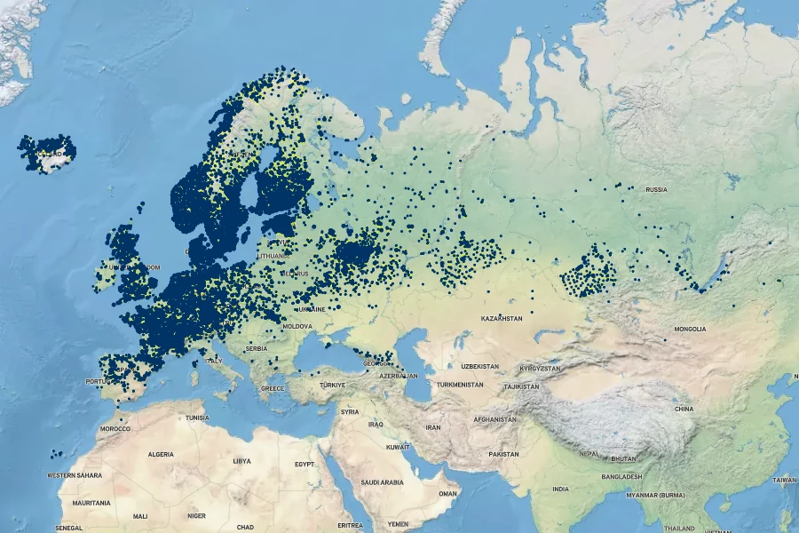 Viola canina Native Range