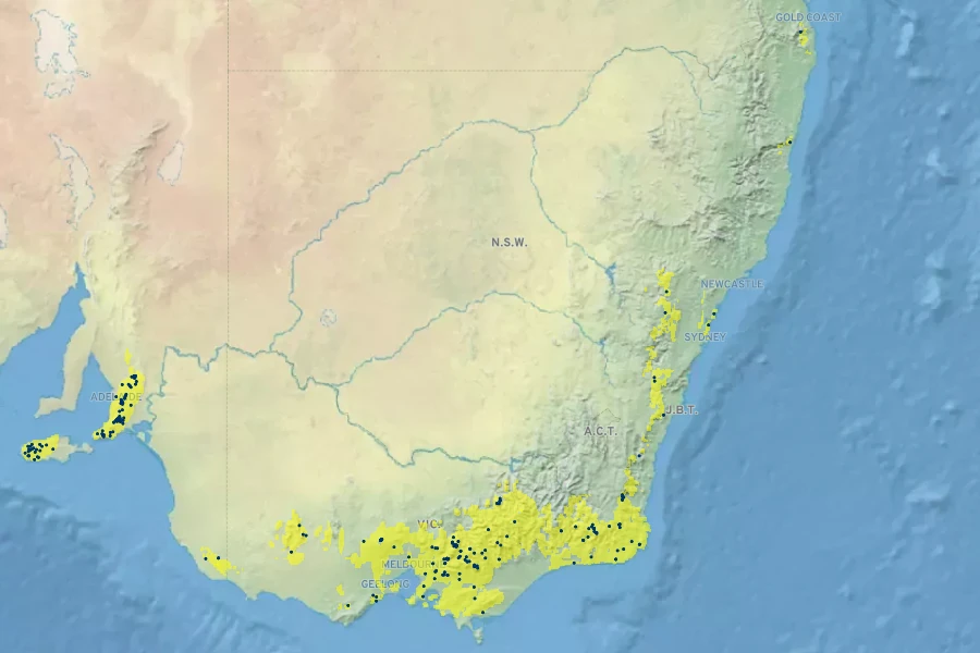 Viola eminens Native Range
