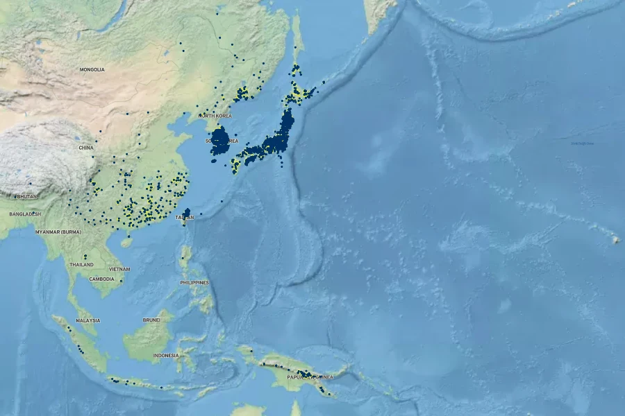 Viola hamiltoniana Native Range