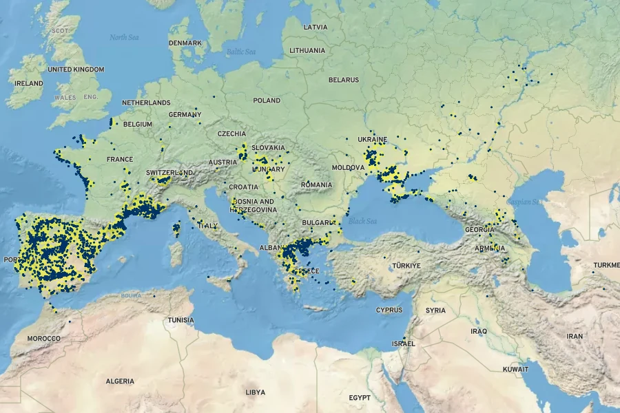 Viola kitaibeliana Native Range