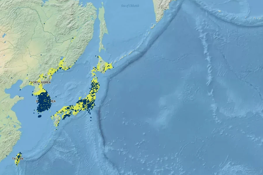Viola mandshurica Native Range
