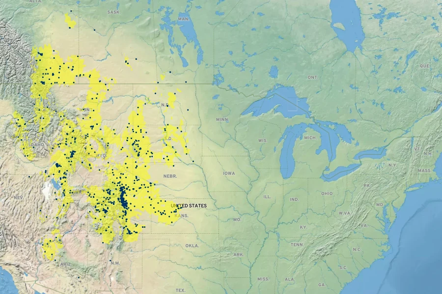 Viola nuttallii Native Range