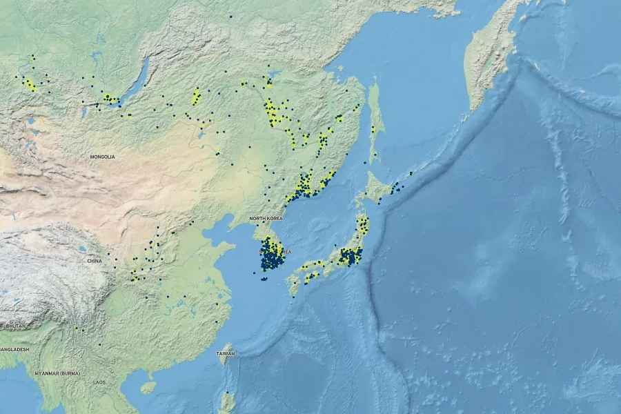 Viola patrinii Native Range