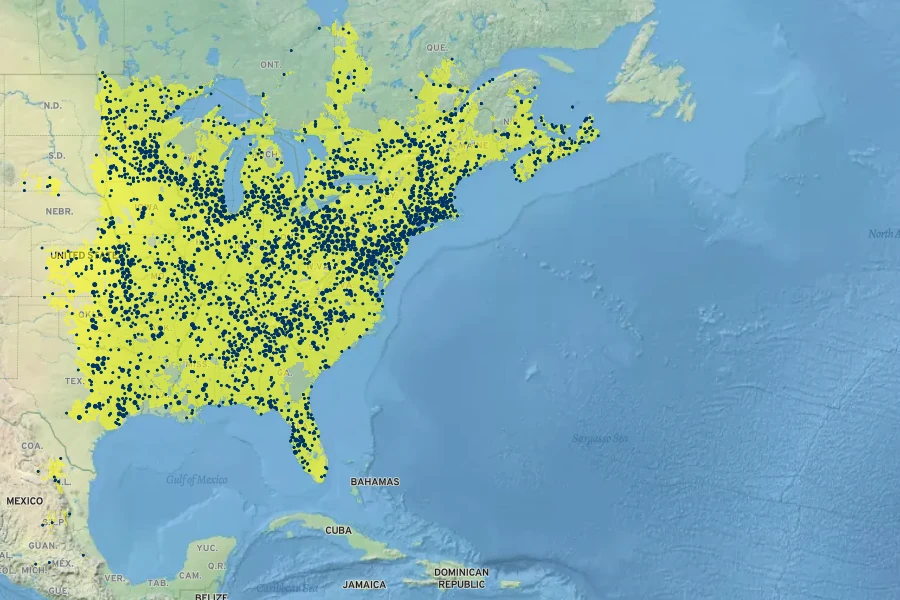 Viola sororia Native Range