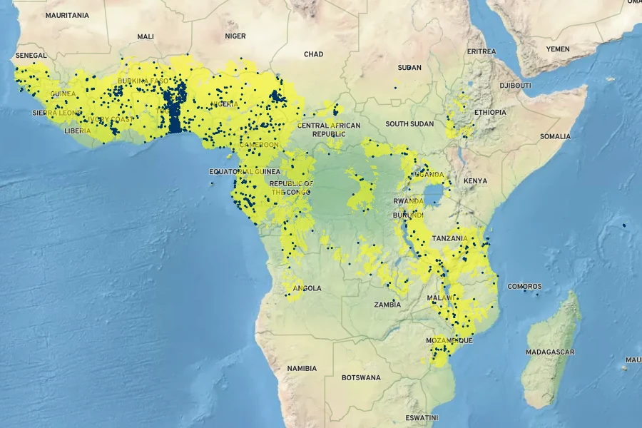 Vitex doniana Native Range