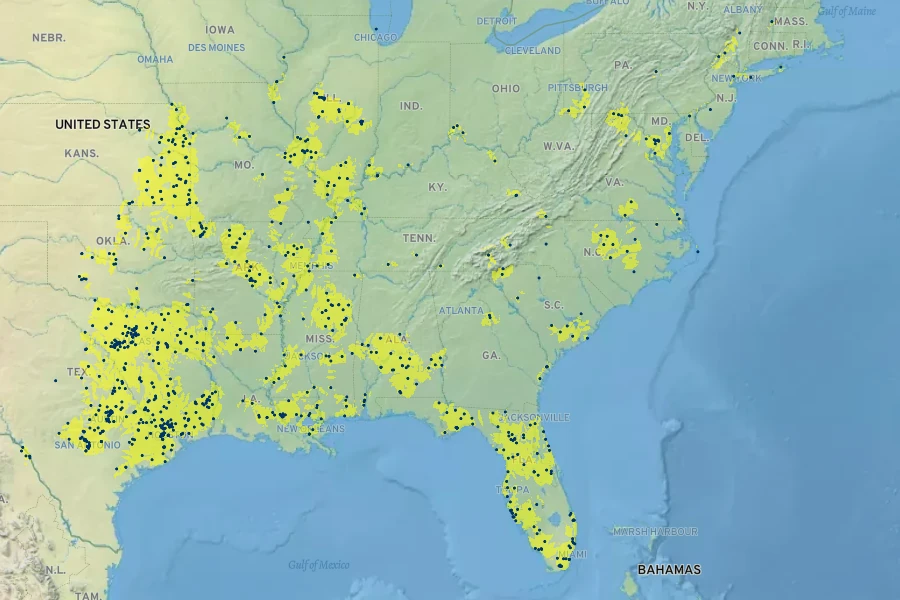 Vitis cinerea Native Range