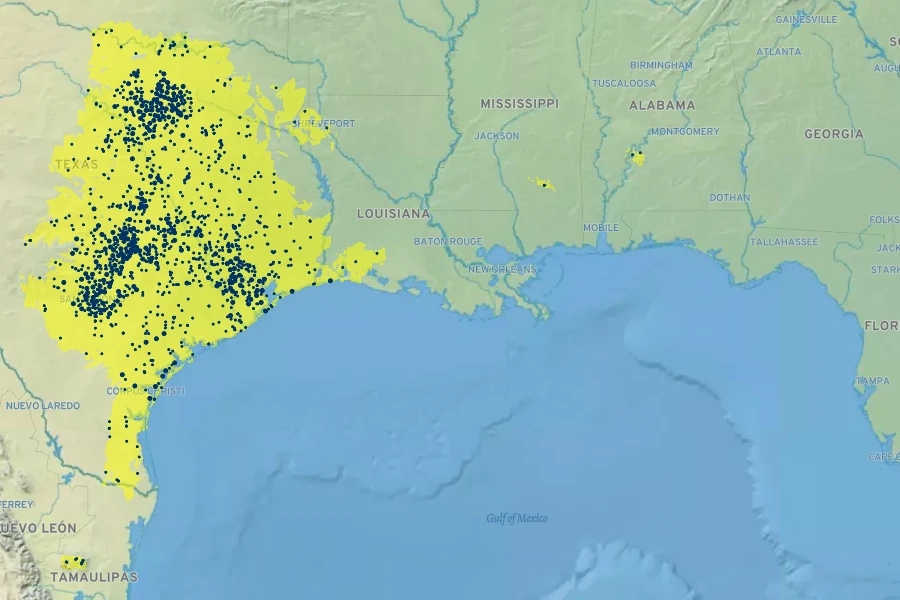 Vitis mustangensis Native Range