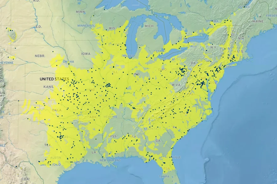 Vitis vulpina Native Range
