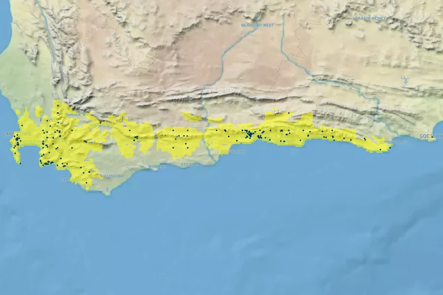 Wachendorfia thyrsiflora Native Range