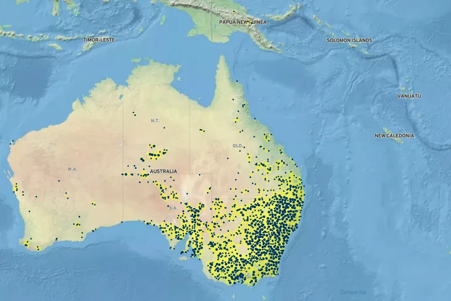 Wahlenbergia capillaris Native Range