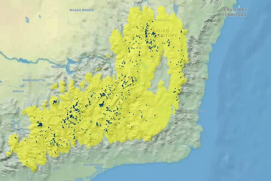 Wahlenbergia gloriosa Native Range
