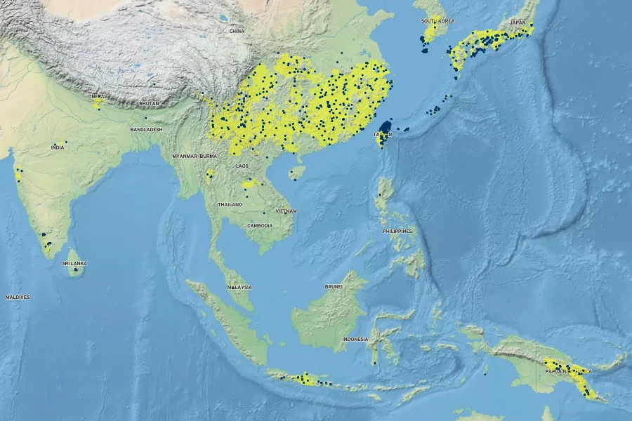 Wahlenbergia marginata Native Range