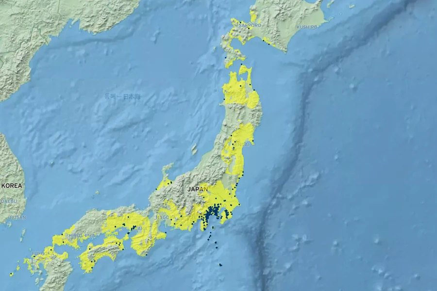 Weigela coraeensis Native Range