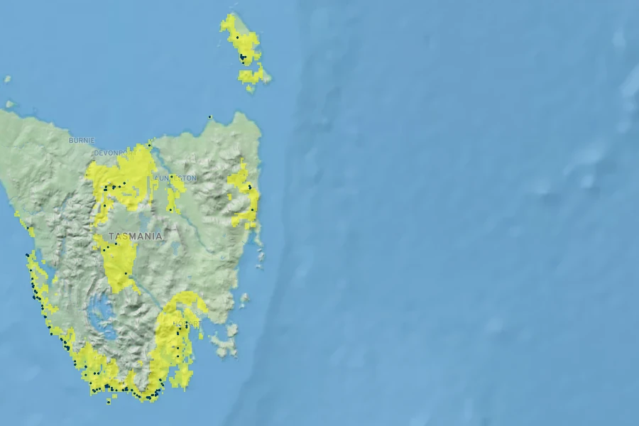 Westringia brevifolia Native Range