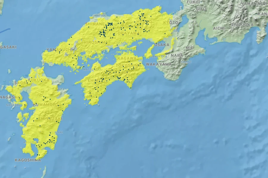 Wisteria brachybotrys Native Range