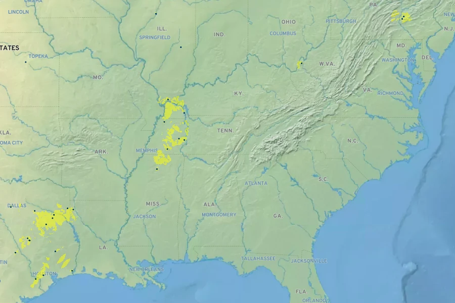 Wisteria frutescens subsp. macrostachya Native Range