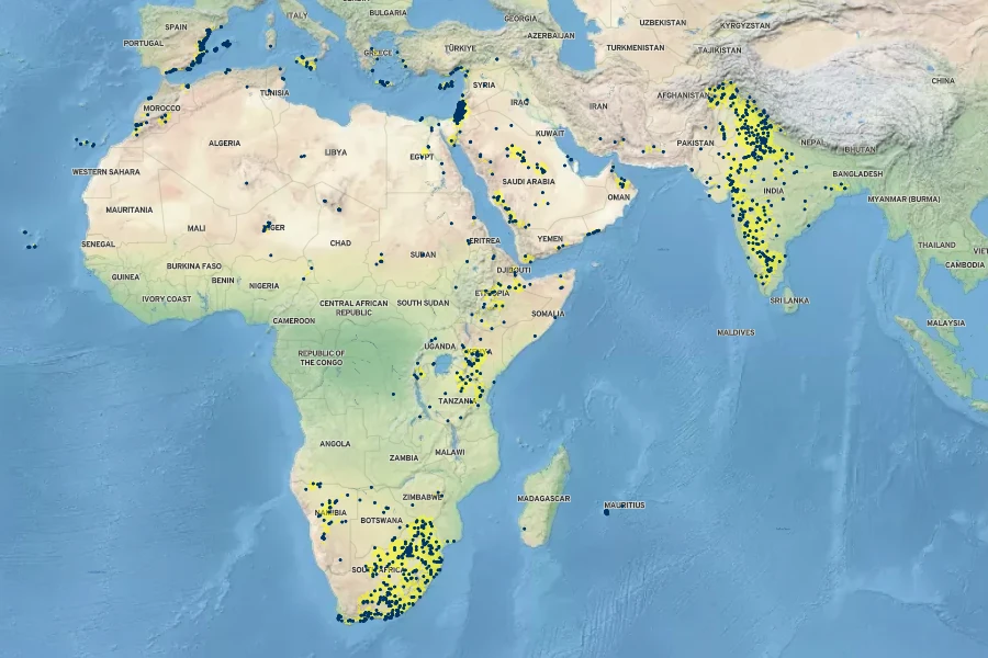 Withania somnifera Native Range
