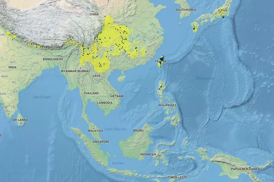 Woodwardia unigemmata Native Range