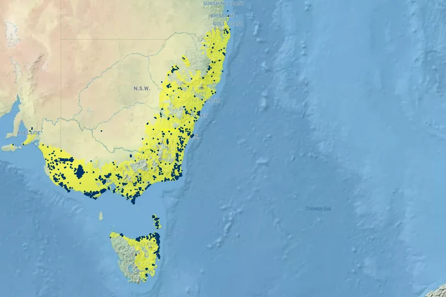 Xanthorrhoea australis Native Range