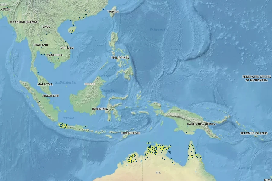 Xyris indica Native Range